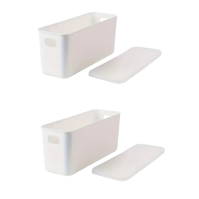 Rectangular Plastic Storage Basket with Cover, Ideal for Tidying Underwear and Small Clothing Items in Drawers