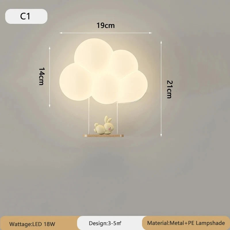 JIANKEXING New Cloud Wall Lamps Cream Style Cartoon Bedroom Bedhead Eye Protection Study Children's Room Warm Lighting Fixtures