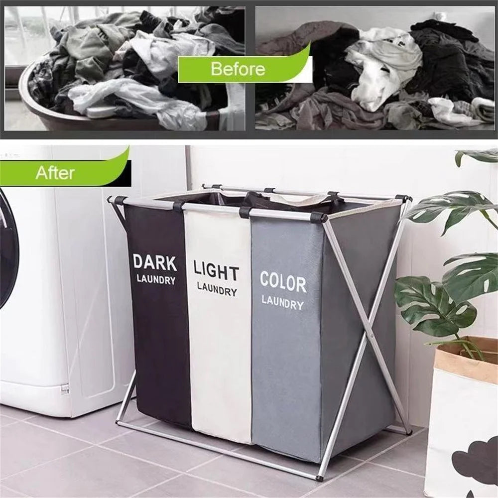 1-3Grids Laundry Basket Foldable
